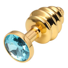 Анальная пробка рельефная Gold Relief Light Blue S