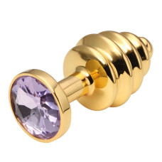 Анальная пробка рельефная Gold Relief Purple S