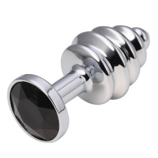 Анальная пробка рельефная Silver Relief Black S