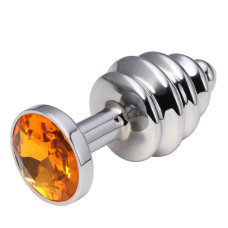 Анальная пробка рельефная Silver Relief Orange S