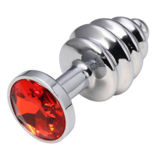 Анальная пробка рельефная Silver Relief Ruby S