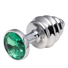 Анальная пробка рельефная Silver Relief Green S