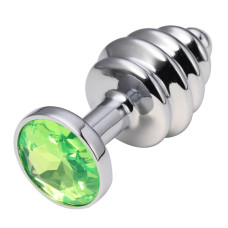 Анальная пробка рельефная Silver Relief Light Green S