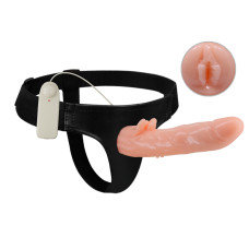 Фаллопротез с клиторальным отростком и вибрацией Ultra Passionate Harness