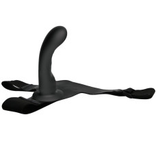 Изогнутый страпон черного цвета на трусиках Passionate Harness 16 см
