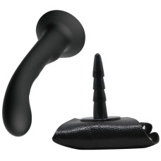 Изогнутый страпон черного цвета на трусиках Passionate Harness 16 см