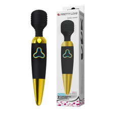 Вибромассажер Pretty Love Body Wand с 7 функциями вибрации черно-золотой