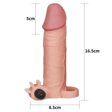 Удлиняющая насадка на пенис с вибрацией X-Tender Penis Sleeve телесная + 5 см