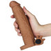 Удлиняющая насадка с вибрацией мулат Super-Realistic Penis + 5 см