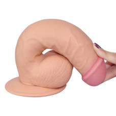 Изогнутый реалистичный фаллос на присоске The Ultra Soft Dude 20 см
