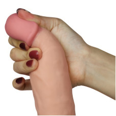 Реалистичный изогнутый вибратор The Ultra Soft Dude с выносным пультом управления 20 см