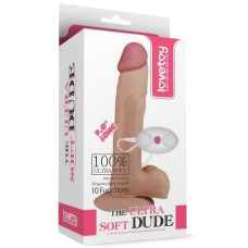 Реалистичный вибратор The Ultra Soft Dude с выносным пультом управления 22 см