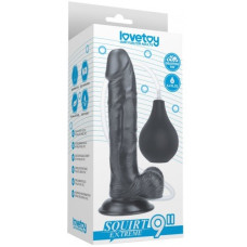 Черный фаллос с имитацией семяизвержения Lovetoy Squirt Extreme 23 см