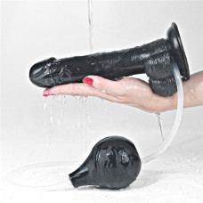 Черный фаллос с имитацией семяизвержения Lovetoy Squirt Extreme 23 см