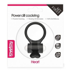 Виброкольцо чёрное Power Heart Clit Cockring