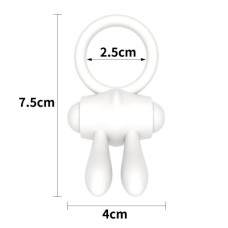 Белое виброкольцо Power Clit Cockring Rabbit