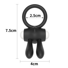 Черное виброкольцо Power Clit Cockring Rabbit