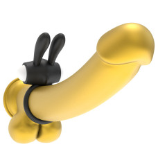 Черное виброкольцо Power Clit Cockring Rabbit