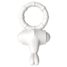 Белое виброкольцо POWER THRILL CLIT COCKRING