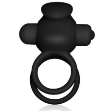 Двойное виброкольцо Power Clit Duo Silicone Cockring чёрное