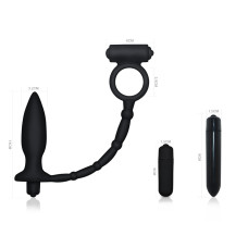 Анальная пробка с двойной вибрацией и кольцом на пенис Ass-Kicker Vibrating Plug Combo