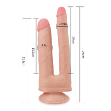 Двойной фаллоимитатор с присоской Skinlike Double Penetration Soft Cock 25 см
