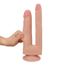 Двойной фаллоимитатор с присоской Skinlike Double Penetration Soft Cock 25 см