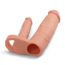 Удлиняющая насадка для двойного проникновения Pleasure X Tender Double Penis Sleeve + 5 см