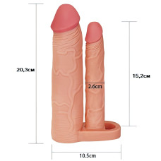Удлиняющая насадка для двойного проникновения Pleasure X Tender Double Penis Sleeve + 5 см