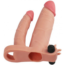 Удлиняющая вибронасадка для двойного проникновения Pleasure X Tender Vibrating Double Penis Sleeve + 3 см