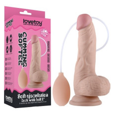 Фаллос с мошонкой Soft Ejaculation Cock с имитацией семяизвержения 20 см