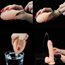 Фаллос с мошонкой Soft Ejaculation Cock с имитацией семяизвержения 20 см
