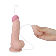 Фаллос с мошонкой Soft Ejaculation Cock с имитацией семяизвержения 20 см