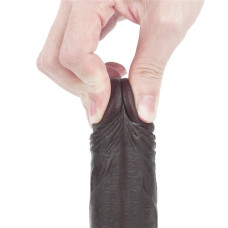 Черный фаллоимитатор на присоске Lovetoy Sliding-Skin Dual Layer Dong 18 см