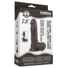 Черный фаллоимитатор на присоске Lovetoy Sliding-Skin Dual Layer Dong 20 см