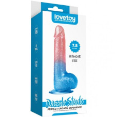 Реалистичный фаллоимитатор с мошонкой и цветным градиентом Lovetoy Dazzle Studs 19 см