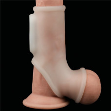 Вибронасадка на пенис и мошонку Vibrating Silk Knights Ring with Scrotum Sleeve