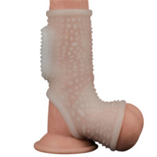 Рельефная вибронасадка на пенис и мошонку Vibrating Drip Knights Ring with Scrotum Sleeve