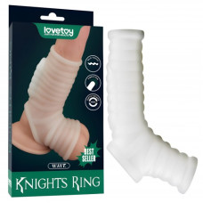 Рельефная вибронасадка на пенис и мошонку Vibrating Wave Knights Ring with Scrotum Sleeve