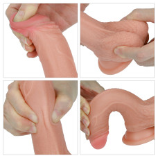 Реалистичный фаллоимитатор на присоске с мошонкой Dual-Layered Silicone Cock 18 см