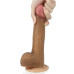 Фаллос на присоске с мошонкой Dual-layered Silicone Dildo мулат 22 см