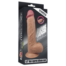 Фаллос на присоске с мошонкой Dual-layered Silicone Dildo 22 см