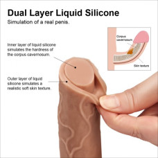 Фаллоимитатор на присоске с мошонкой мулат Dual-Layered Silicone Dildo 22 см