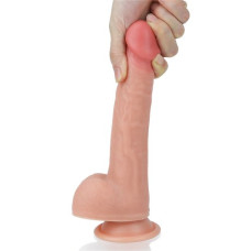 Фаллоимитатор на присоске с мошонкой Dual-Layered Silicone Dildo 22 см