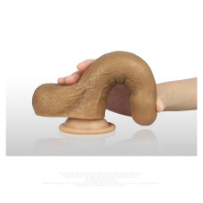 Фаллос с закрытой головкой на присоске с мошонкой 7'' Dual-layered Uncircumcised Liquid Silicone Nature Cock Flesh