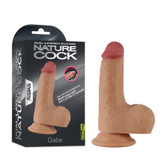 Фаллос на присоске с мошонкой Dual-layered Silicone Nature Cock 