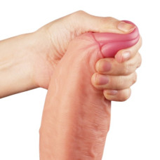 Большой фаллос на присоске с мошонкой Dual Layered Silicone Cock 26 см