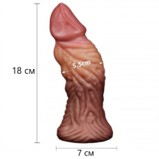 Широкий фаллос с ярко выраженным рельефом и большой головкой Lovetoy Silicone Cock 18 см