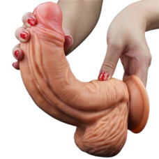 Широкий фаллос-гигант телесного цвета с рельефным стволом Lovetoy Nature Cock King Sized 25 см