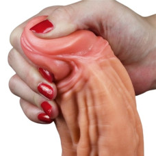 Широкий фаллос-гигант телесного цвета с рельефным стволом Lovetoy Nature Cock King Sized 25 см
